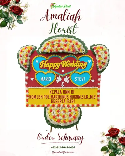 Karangan Papan Bunga Pernikahan di Pakujati